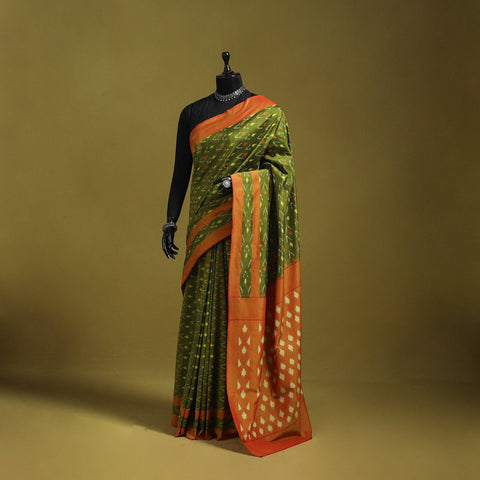 Green - mercerised cotton handloom pochampally ikat saree