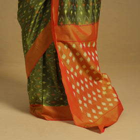 Green Mercerised Cotton Handloom Pochampally Ikat Saree