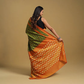 Green Mercerised Cotton Handloom Pochampally Ikat Saree