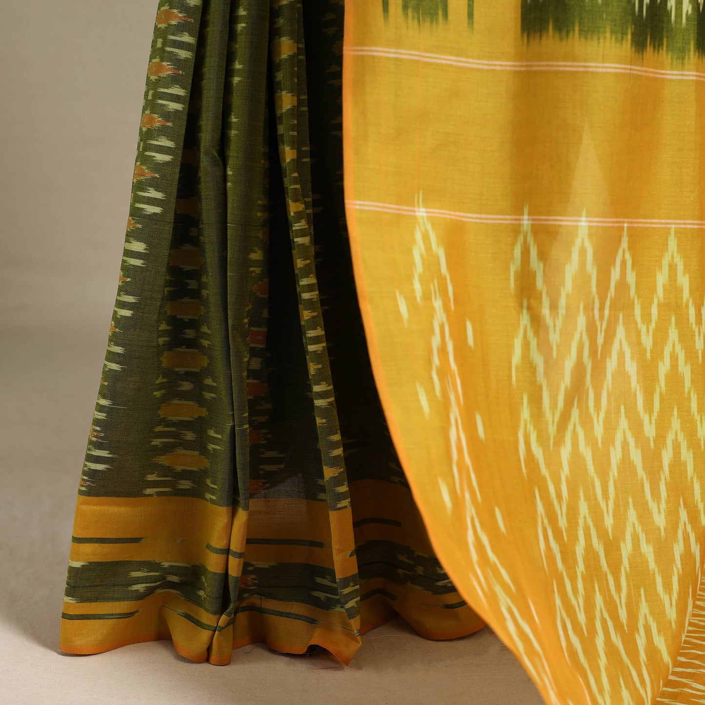 Green - mercerised cotton handloom pochampally ikat saree