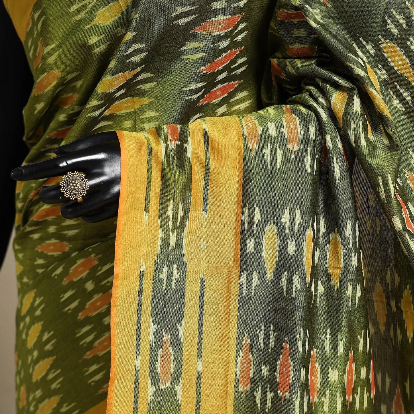 Green - mercerised cotton handloom pochampally ikat saree