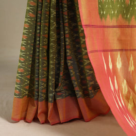 Green - mercerised cotton handloom pochampally ikat saree
