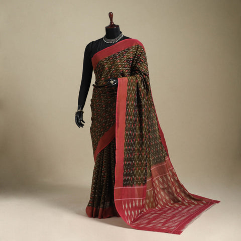 Green - mercerised cotton handloom pochampally ikat saree