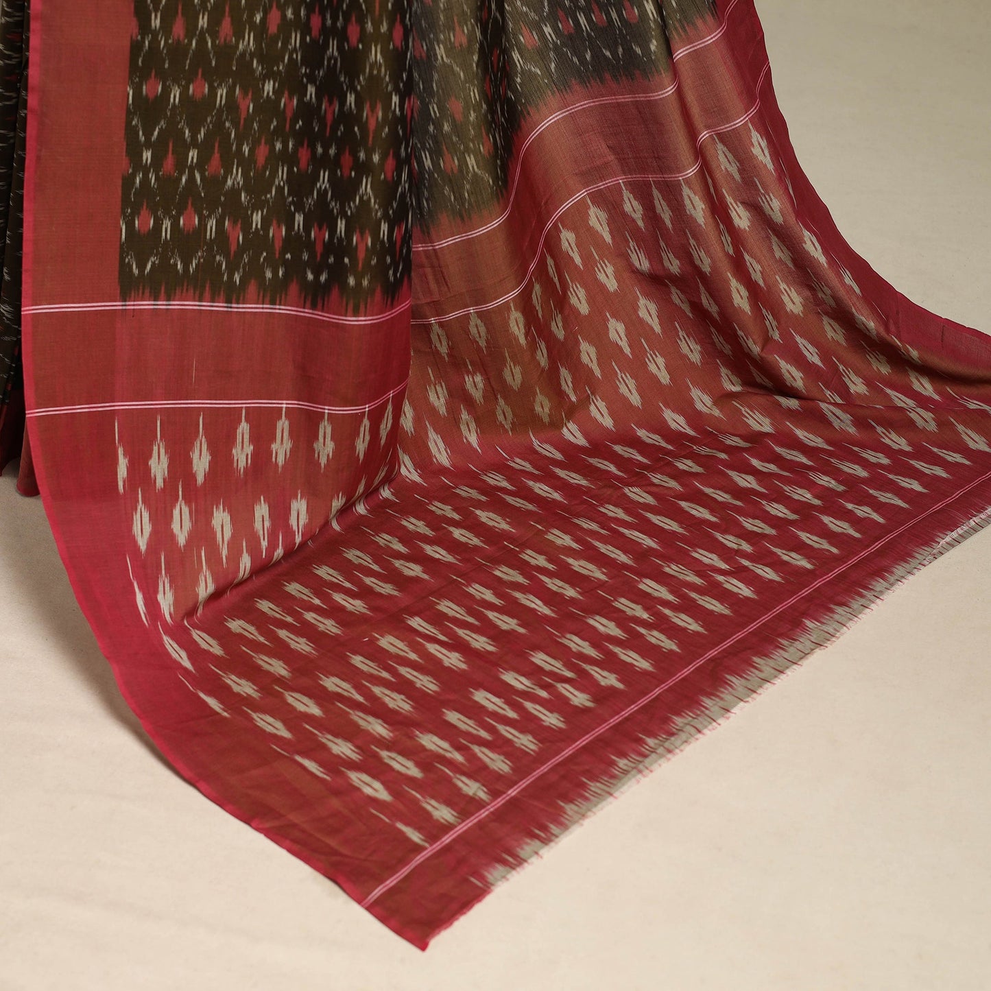 Green - mercerised cotton handloom pochampally ikat saree