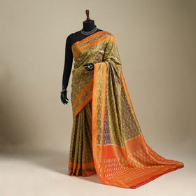 Green - mercerised cotton handloom pochampally ikat saree