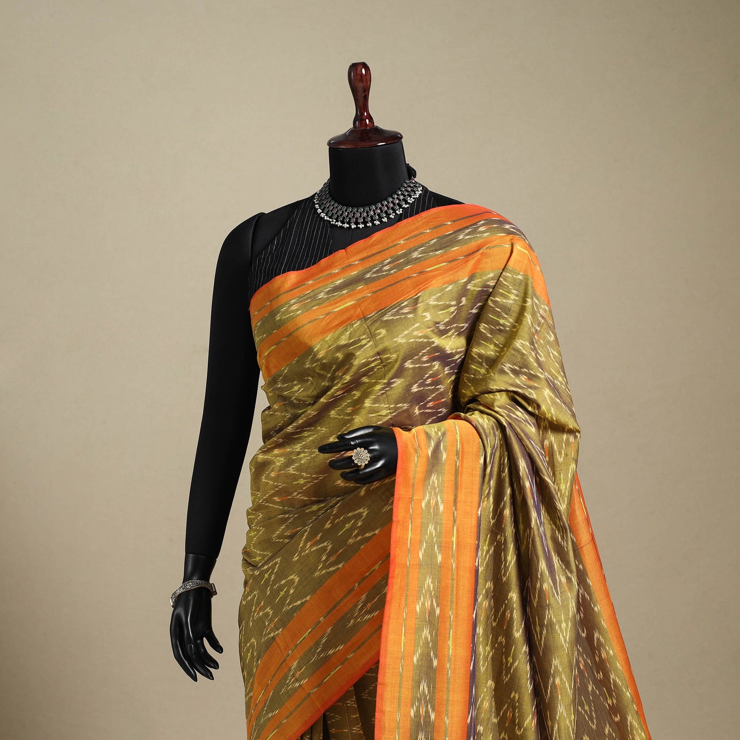Green - mercerised cotton handloom pochampally ikat saree