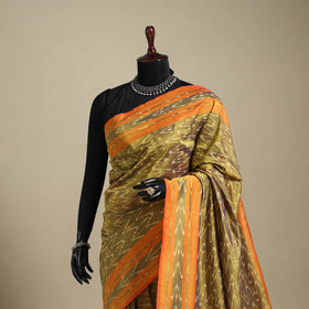 Green - mercerised cotton handloom pochampally ikat saree