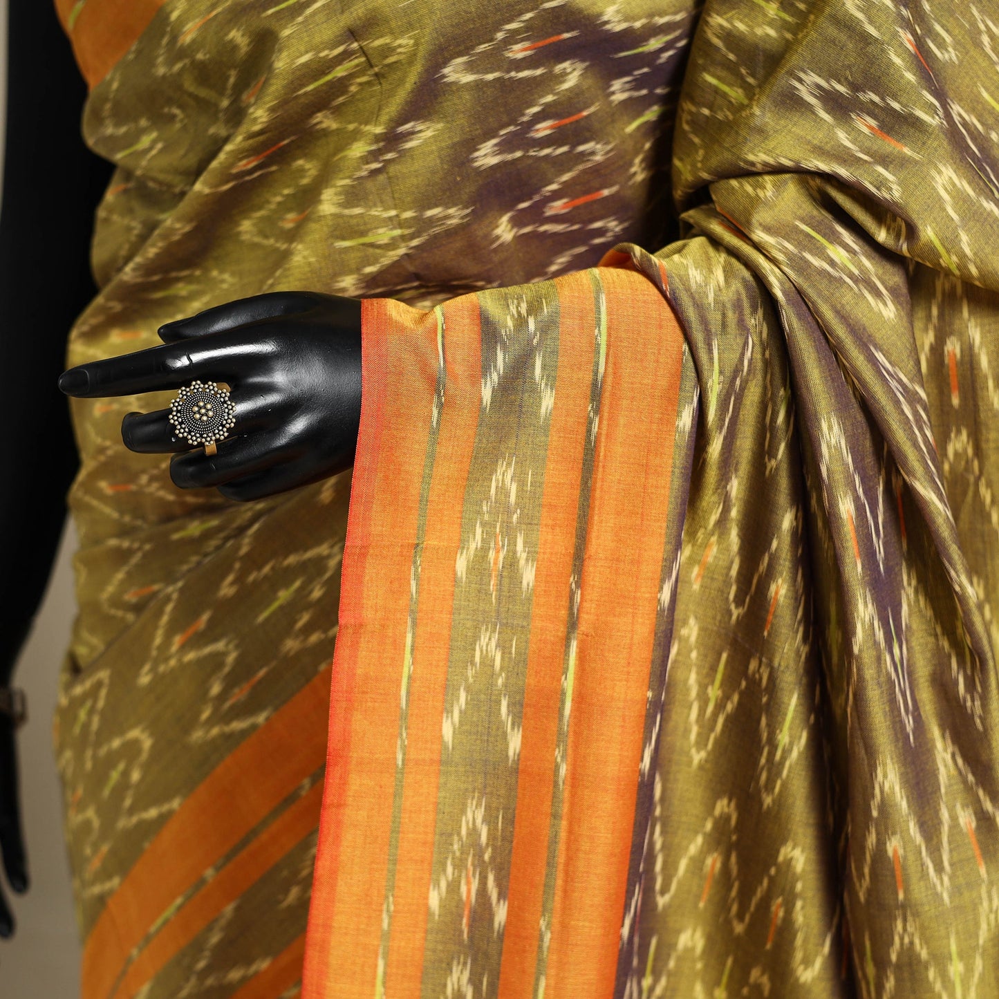 Green - mercerised cotton handloom pochampally ikat saree