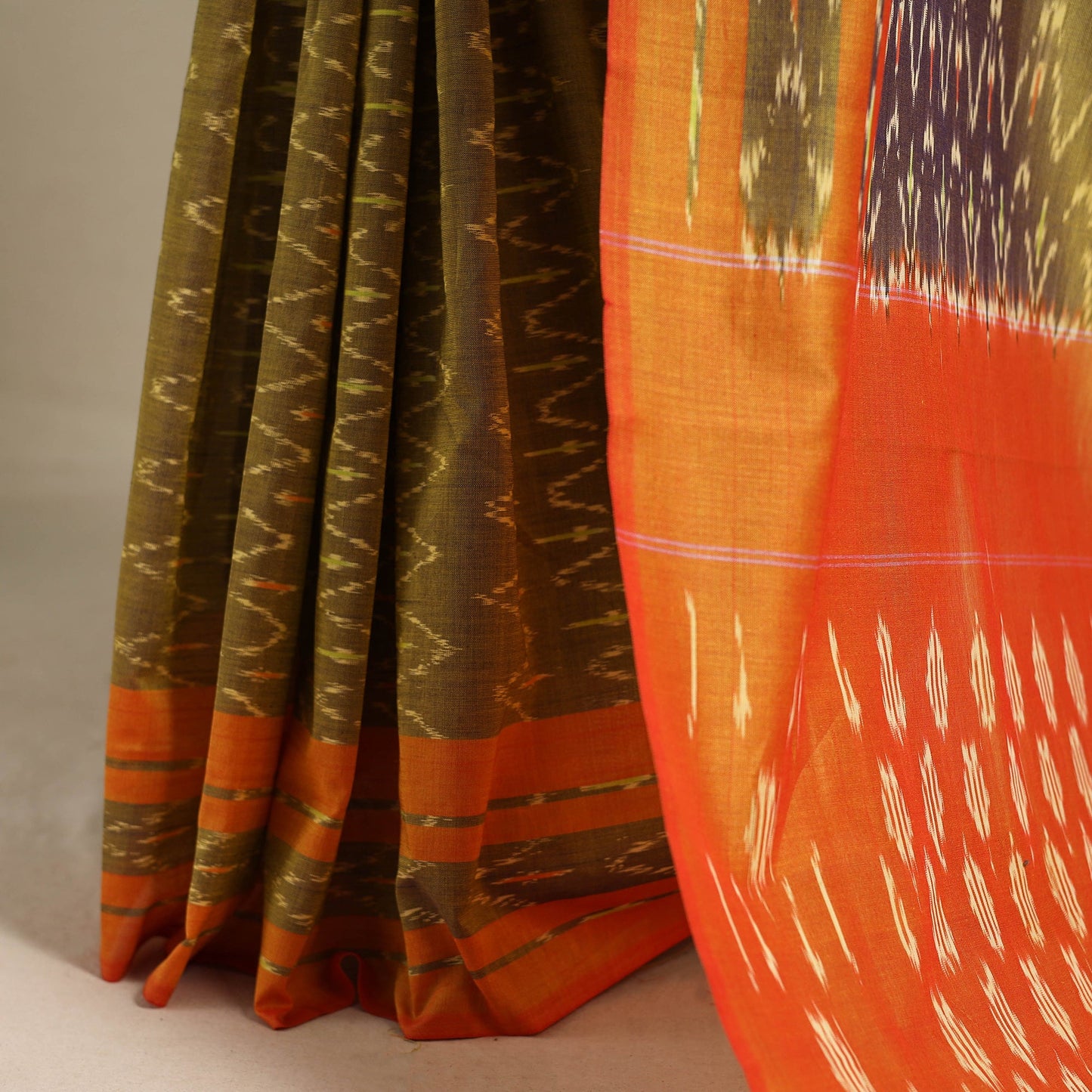 Green - mercerised cotton handloom pochampally ikat saree