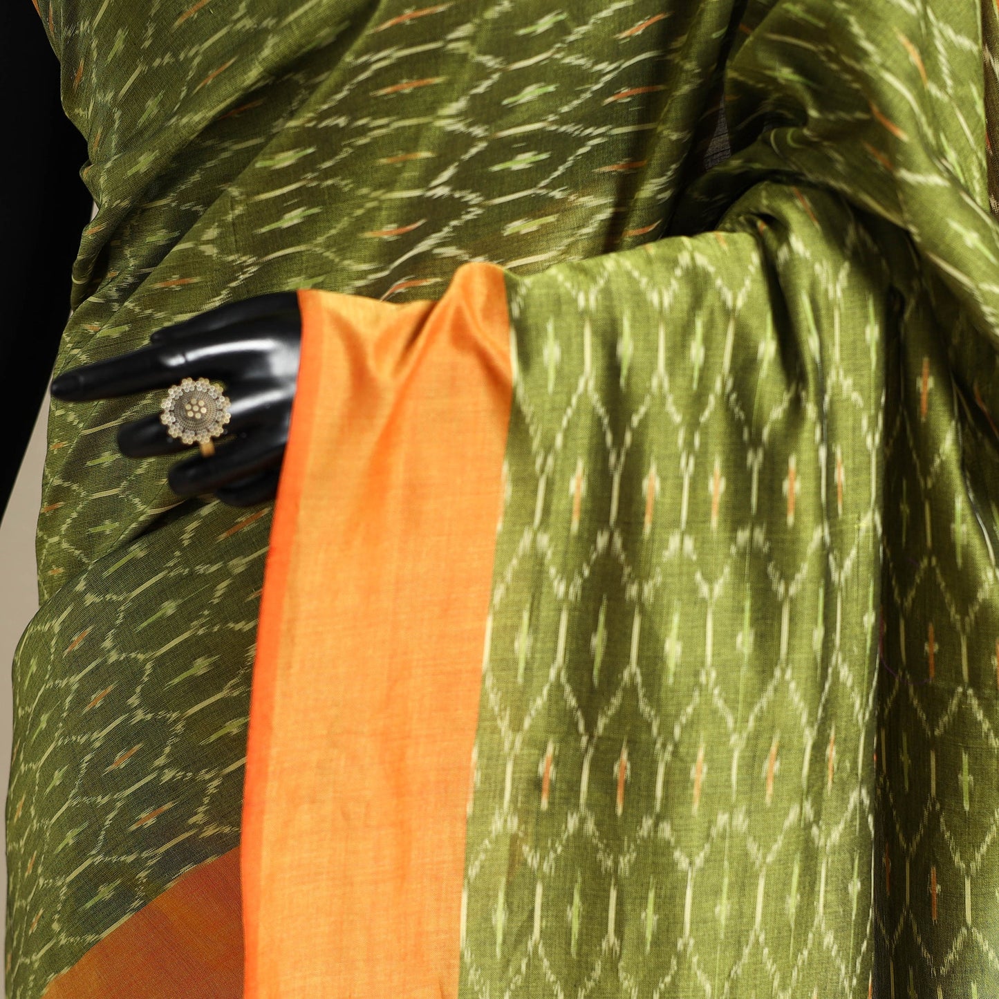 Green - mercerised cotton handloom pochampally ikat saree