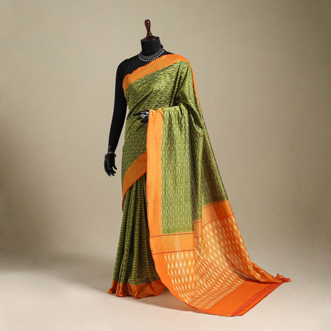 Green - mercerised cotton handloom pochampally ikat saree