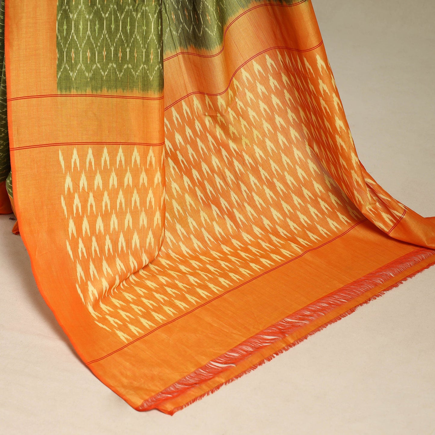 Green - mercerised cotton handloom pochampally ikat saree