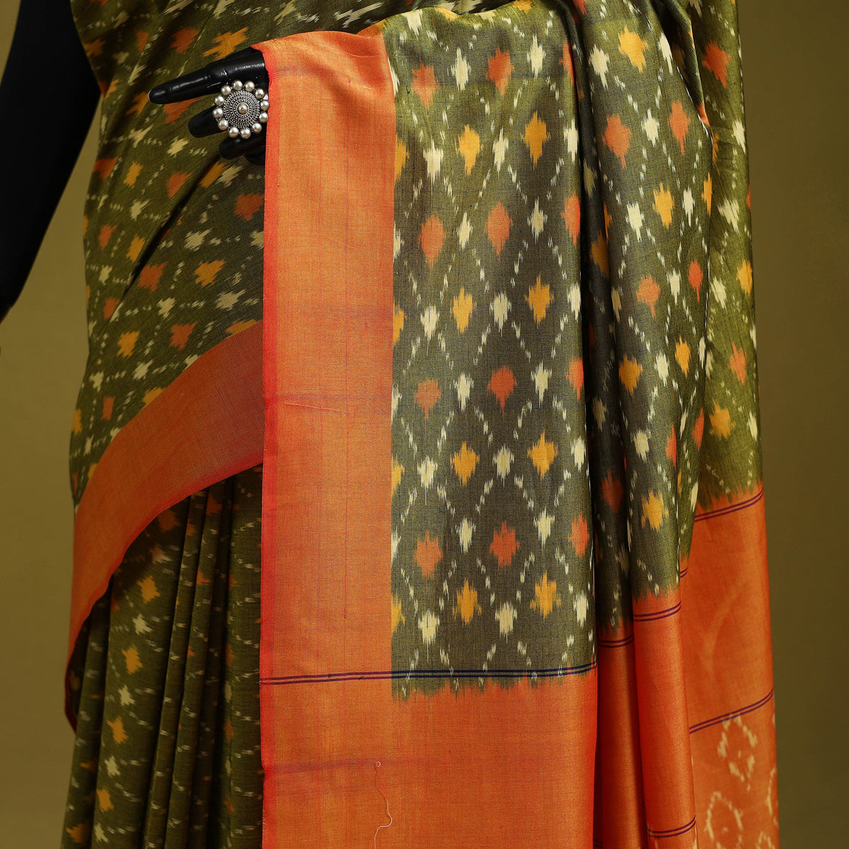 Green - mercerised cotton handloom pochampally ikat saree