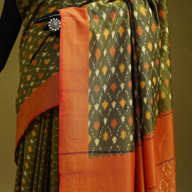 Green - mercerised cotton handloom pochampally ikat saree