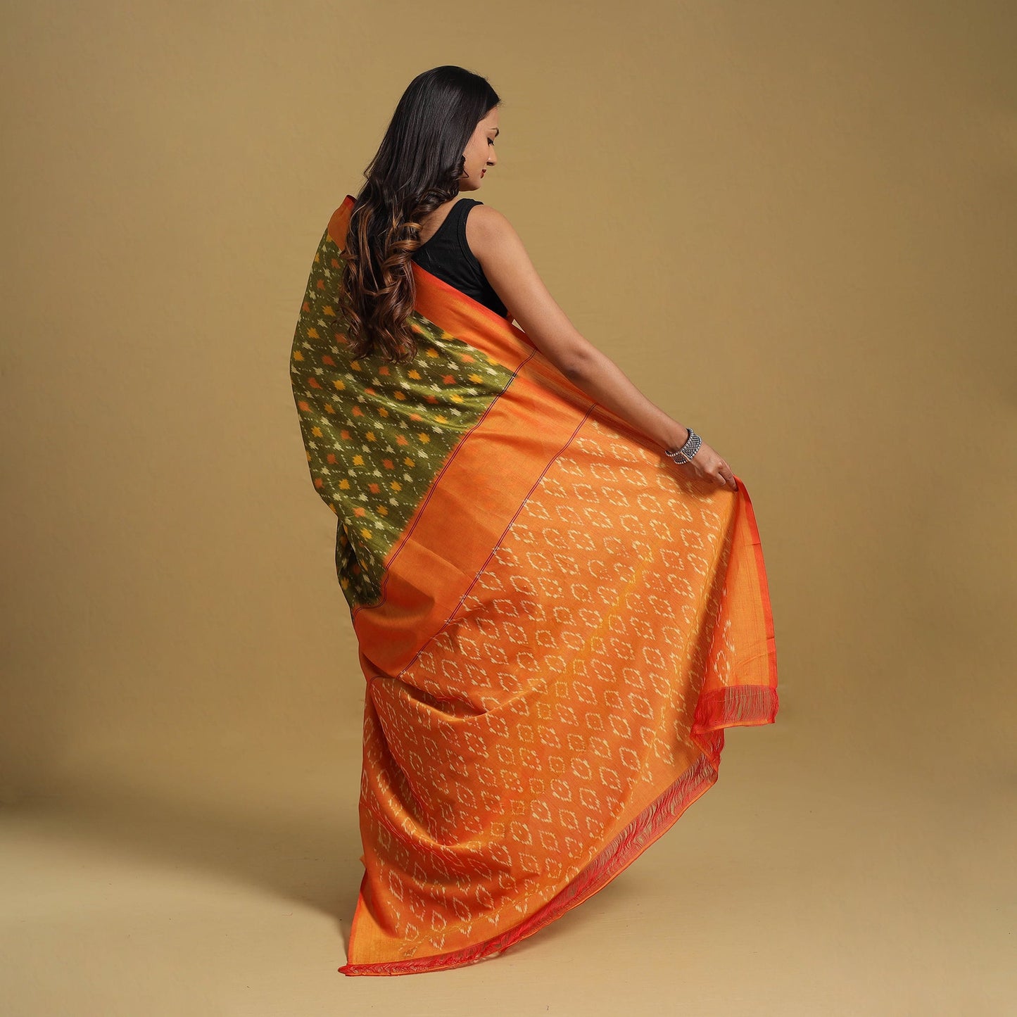 Mercerised Cotton Handloom Pochampally Ikat Saree