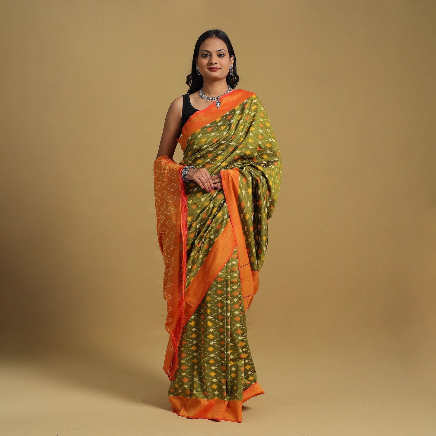Mercerised Cotton Handloom Pochampally Ikat Saree