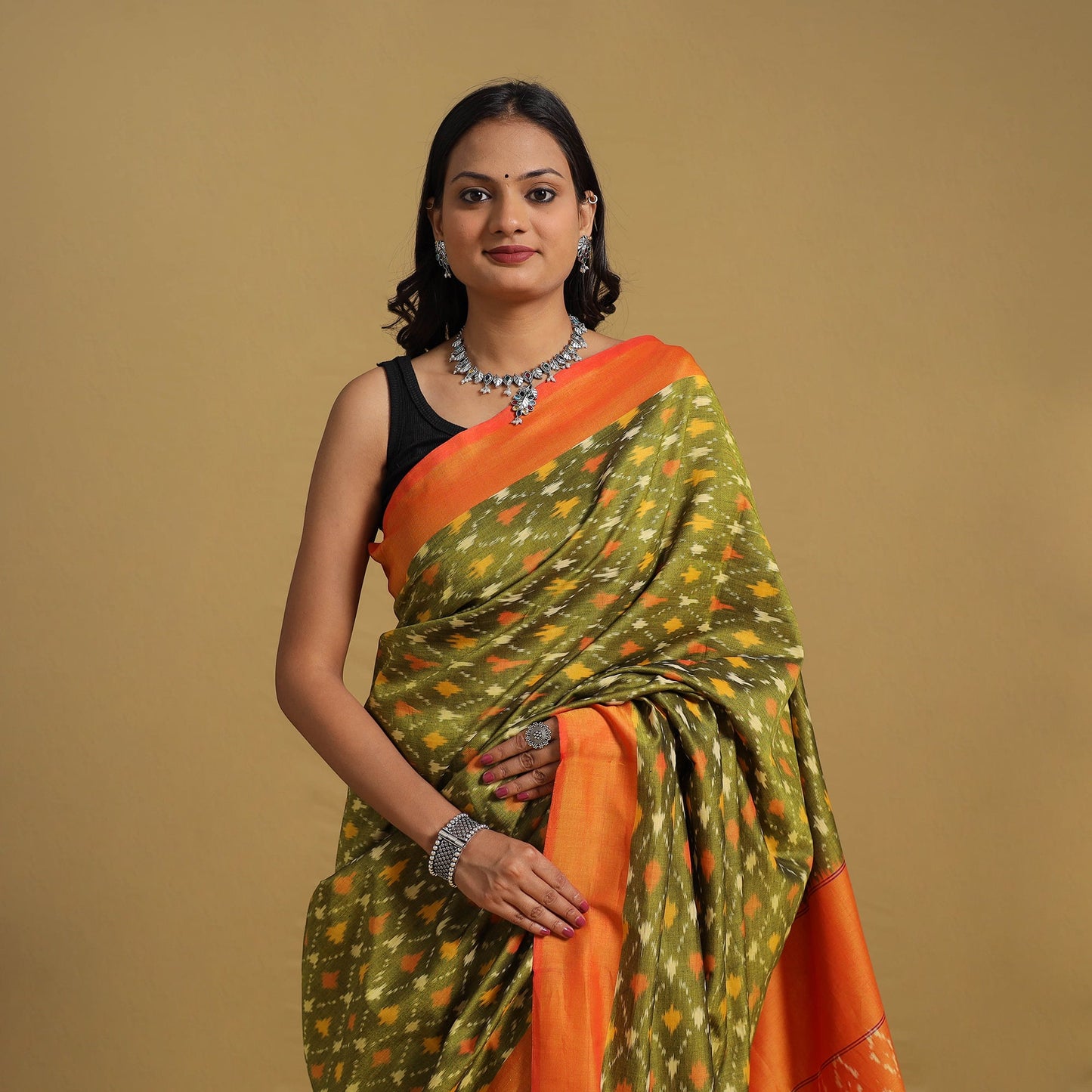 Mercerised Cotton Handloom Pochampally Ikat Saree