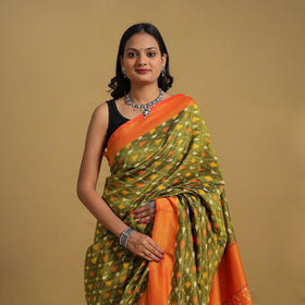 Mercerised Cotton Handloom Pochampally Ikat Saree