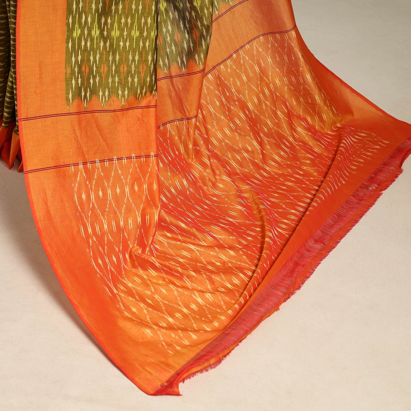 Green - mercerised cotton handloom pochampally ikat saree