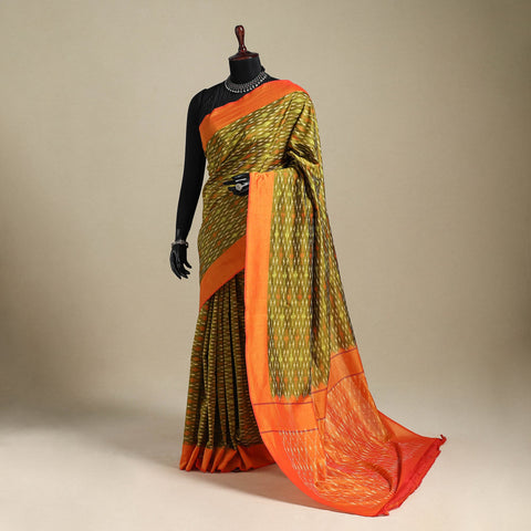 Green - mercerised cotton handloom pochampally ikat saree