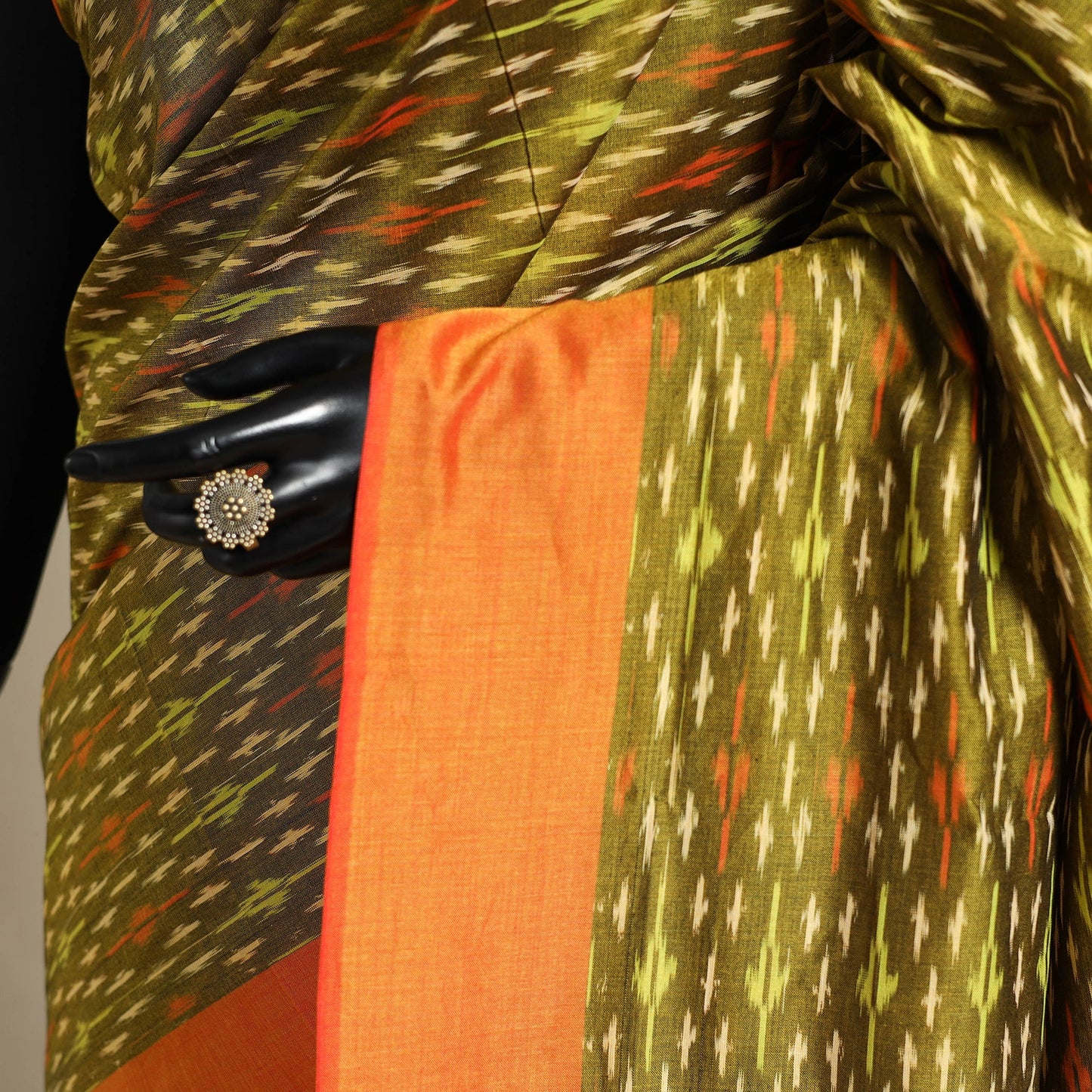 Green - mercerised cotton handloom pochampally ikat saree
