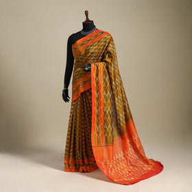 Green - mercerised cotton handloom pochampally ikat saree