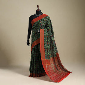 Green - mercerised cotton handloom pochampally ikat saree
