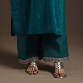 Green Mercerised Cotton Jacquard Kurta Set (Set of 3)