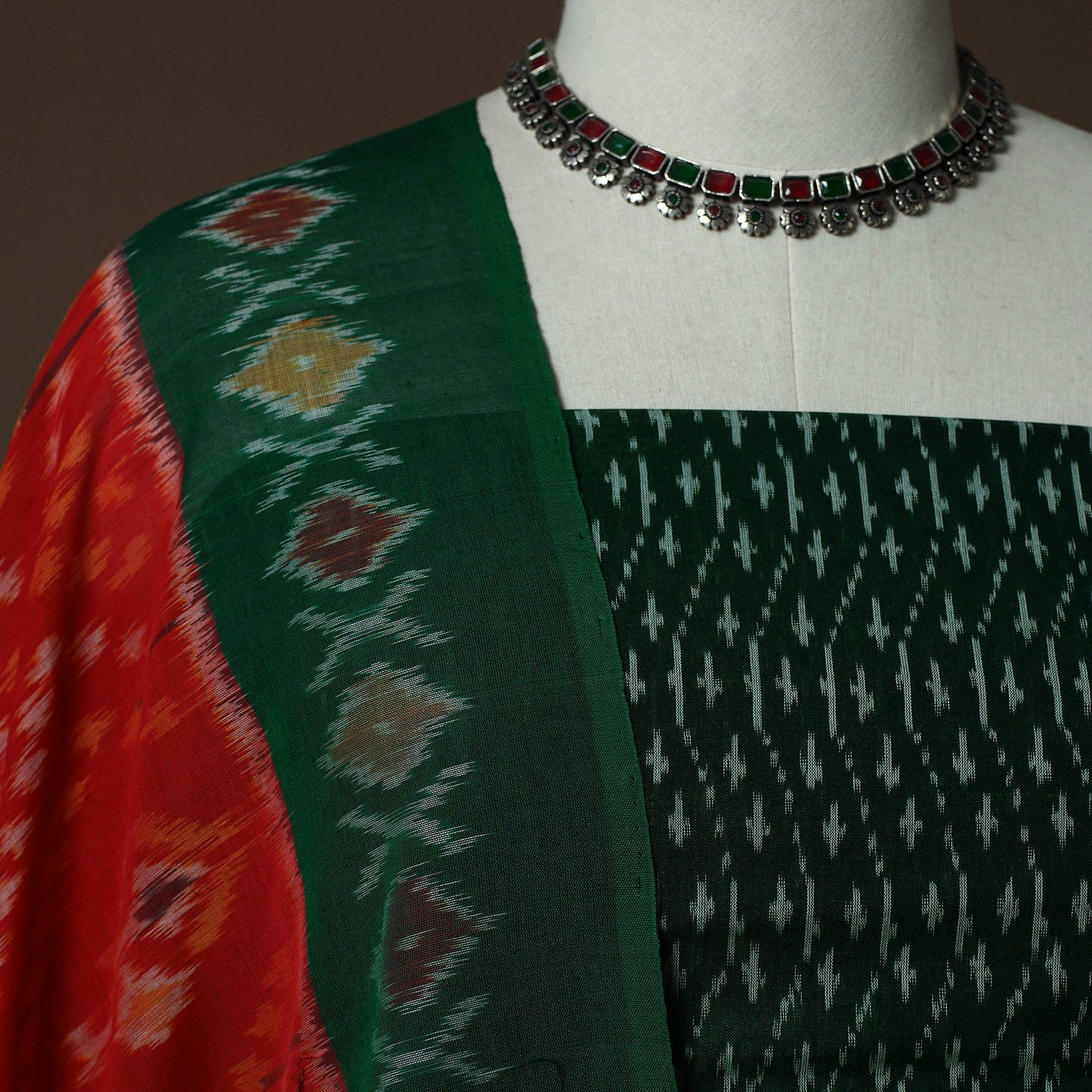 Handloom mercerised cotton pochampally ikat 2pc unstitched