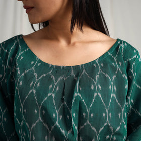 Buy Green Mercerised Cotton Pochampally Ikat Crop Top