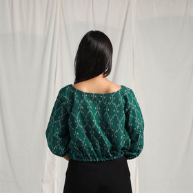 Buy Green Mercerised Cotton Pochampally Ikat Crop Top