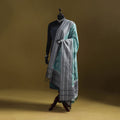 Green - mercerised cotton pochampally ikat dupatta 16