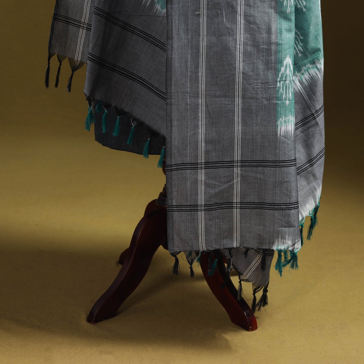 Green - mercerised cotton pochampally ikat dupatta 16