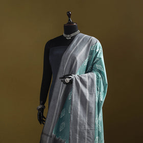 Green - mercerised cotton pochampally ikat dupatta 16