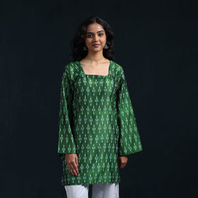 Mercerised cotton short pochampally ikat kurta for women 12
