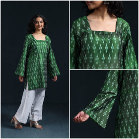 Mercerised cotton short pochampally ikat kurta for women 12