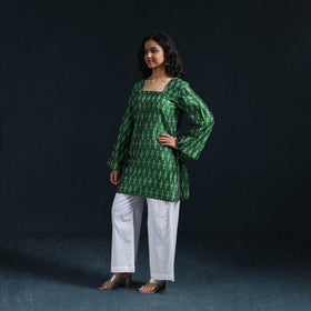 Mercerised cotton short pochampally ikat kurta for women 12