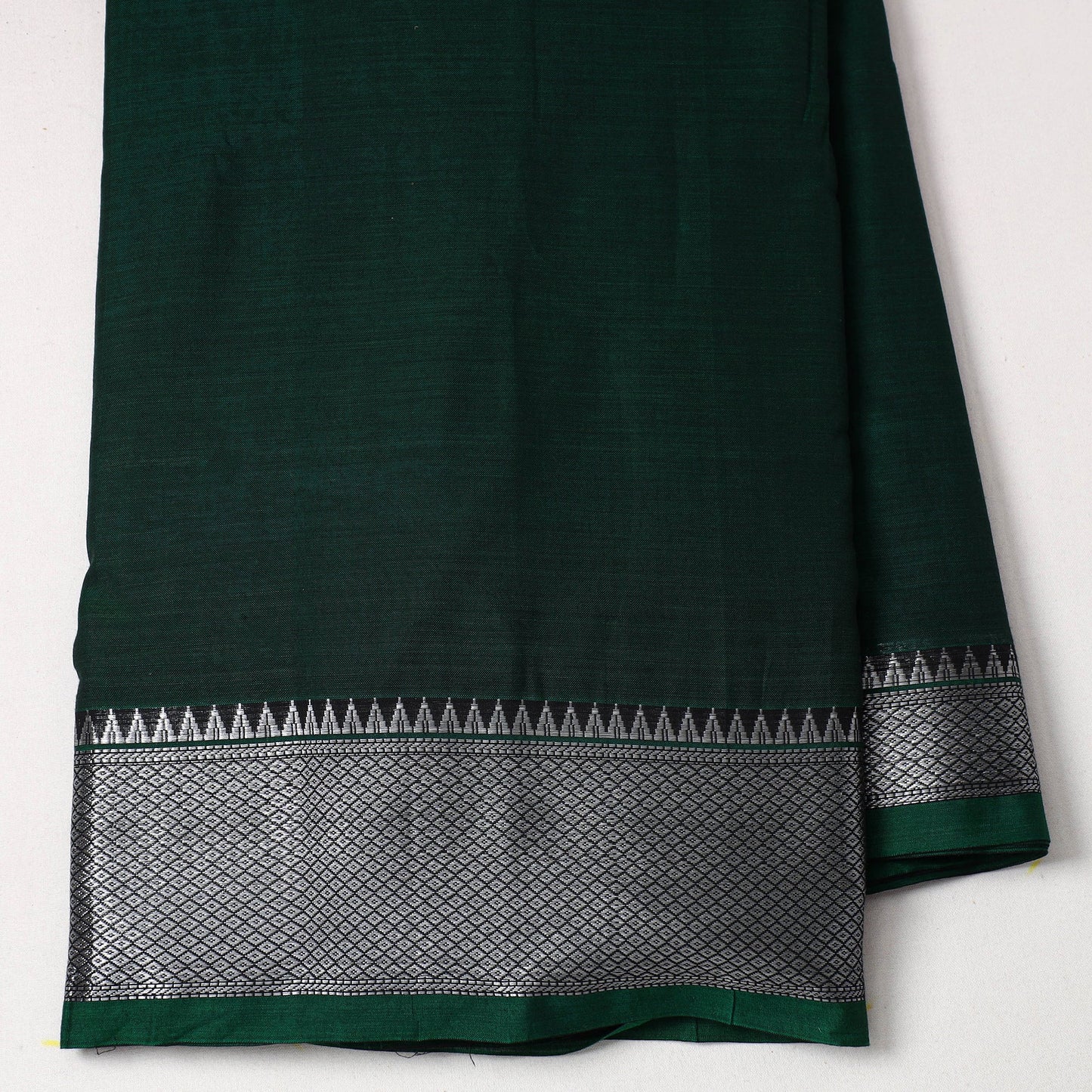  Green Mercerised Cotton Zari Border Dharwad Fabric