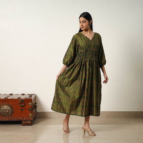 Buy Mercerized Cotton Flared Pochampally Ikat Dress