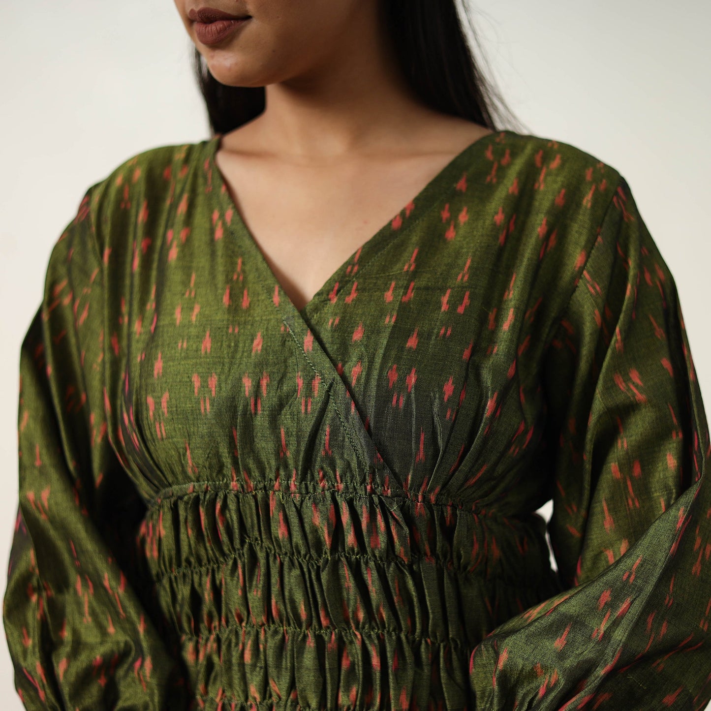 Buy Mercerized Cotton Flared Pochampally Ikat Dress