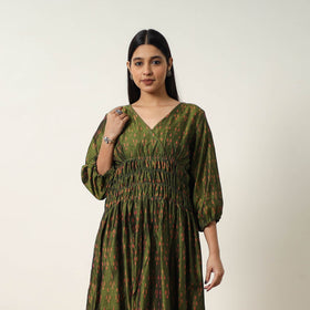 Buy Mercerized Cotton Flared Pochampally Ikat Dress