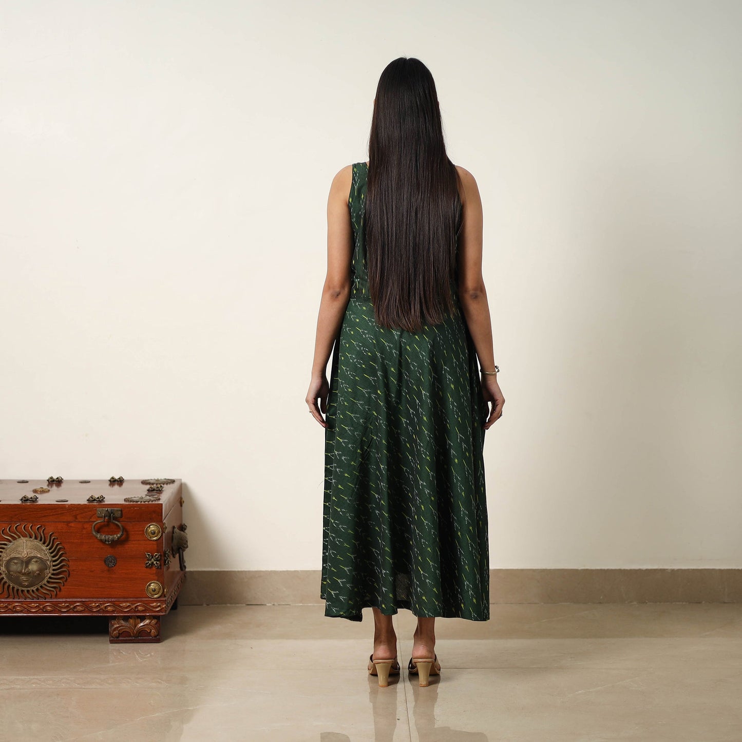 Buy Mercerized Cotton Flared Pochampally Ikat Dress