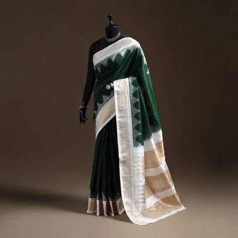 Mercerized cotton gadwal checks ilkal saree with temple