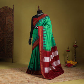 Green - mercerized cotton thread buti ilkal saree