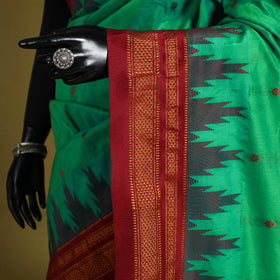 Green - mercerized cotton thread buti ilkal saree
