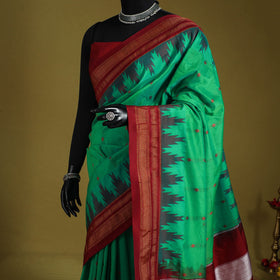 Green - mercerized cotton thread buti ilkal saree