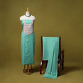 Merino wool plain 3pc unstitched dress material with patch