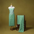 Merino wool plain 3pc unstitched dress material with patch