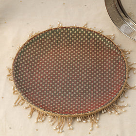 Green mirror beads karwa chauth thali set 02 - handcrafted