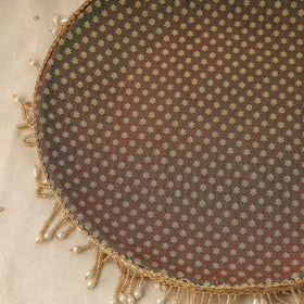 Green mirror beads karwa chauth thali set 02 - handcrafted